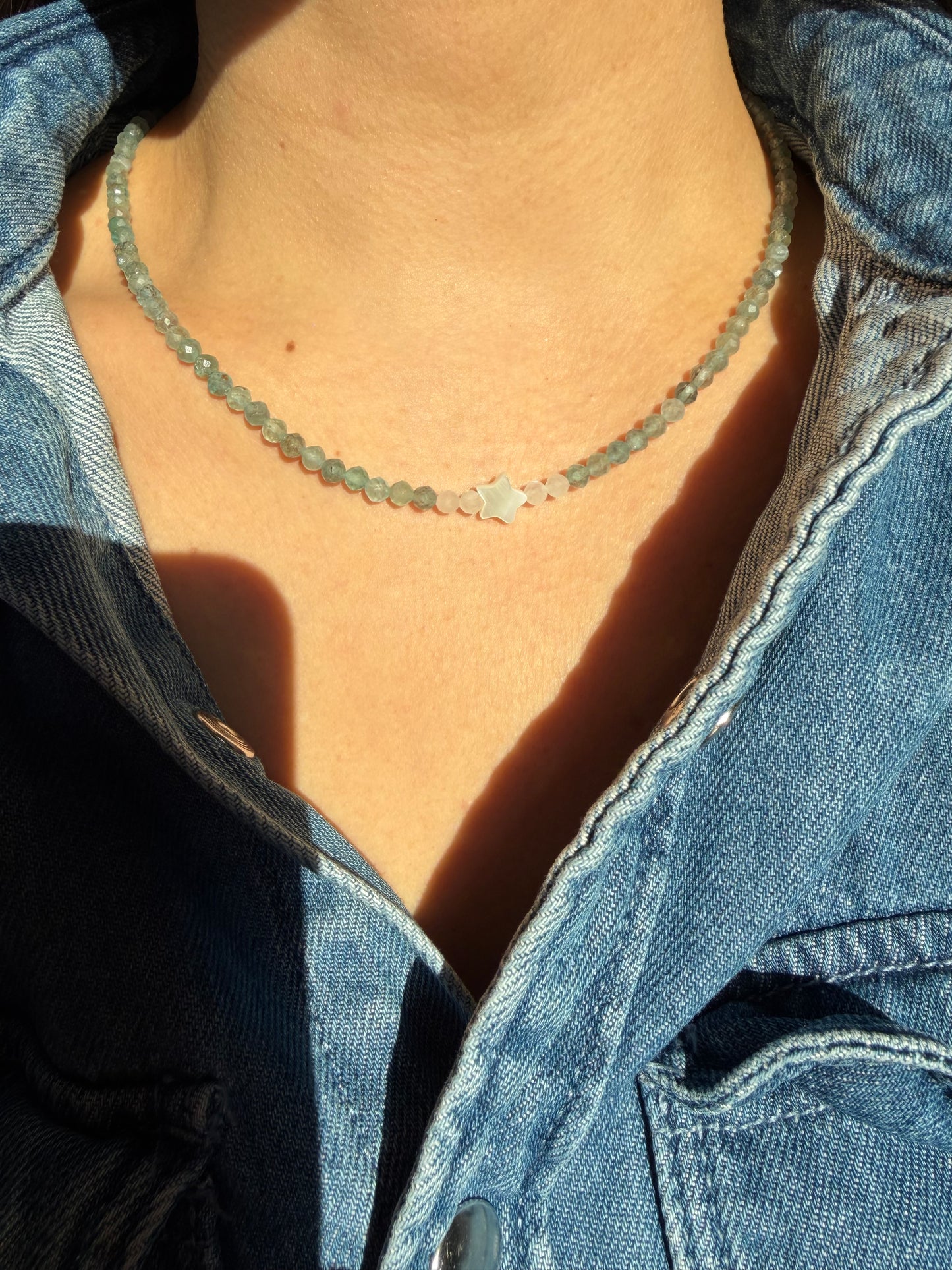 Sea Star – Necklace with aquamarine, moonstone &amp; star – handmade