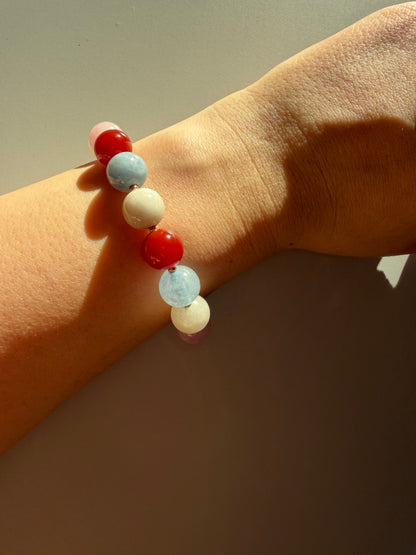 Pastel Grace – Gemstone bracelet made of red agate &amp; morganite – handmade