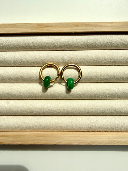 Mini Stone Circle – Ohrringe mit Donut Edelstein-Anhängern & Edelstahl 18k vergoldet