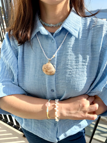 Deep Sea - Shell Necklace with Glass Beads Handmade