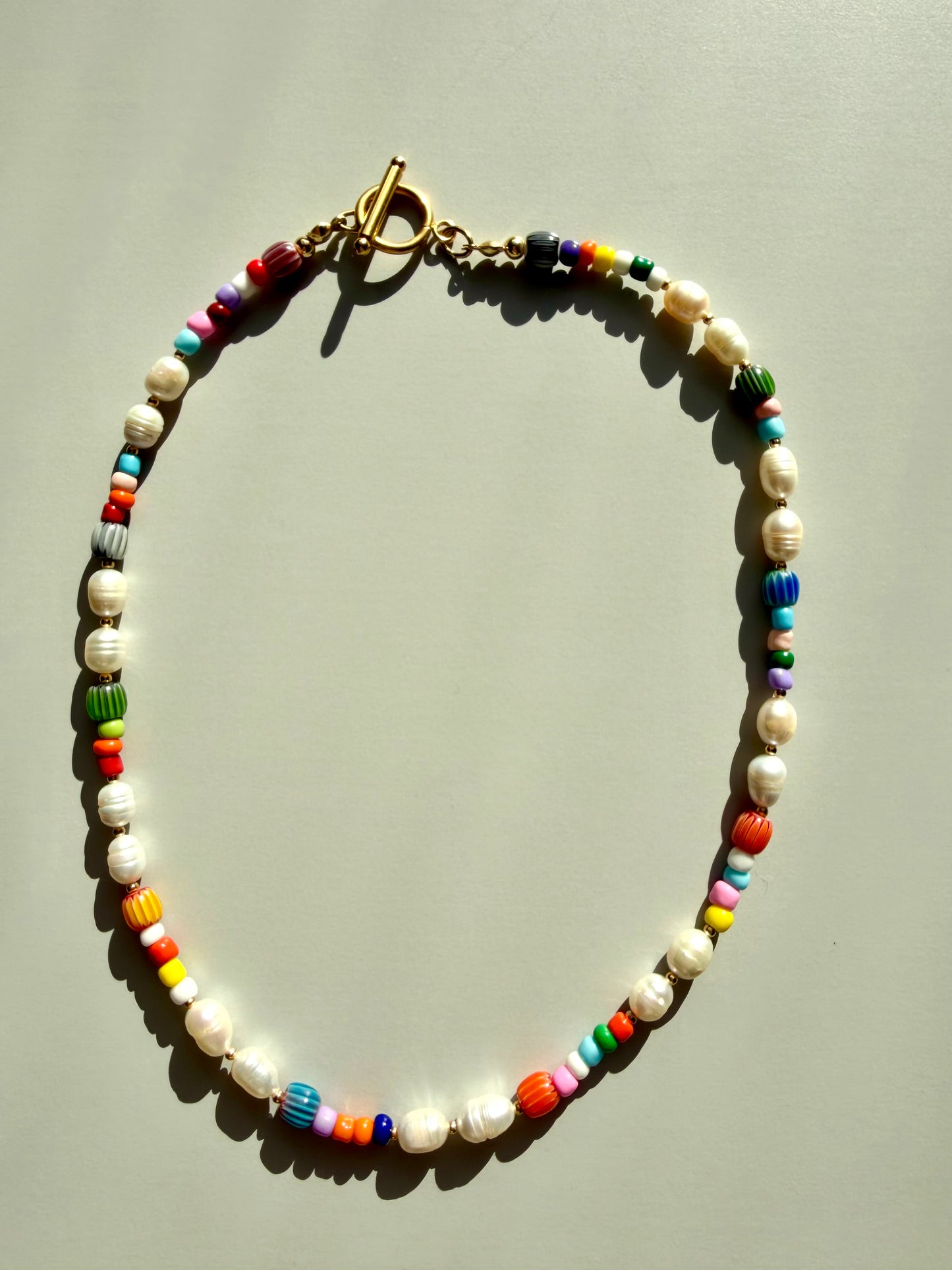 Confetti Candy – colorful beaded necklace with freshwater pearls &amp; Miyuki beads – handmade