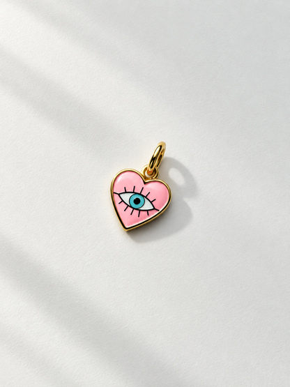 Lucky Eye – Charm mit Herz und Augen-Motiv für Mix & Match Creolen – Ansicht 2