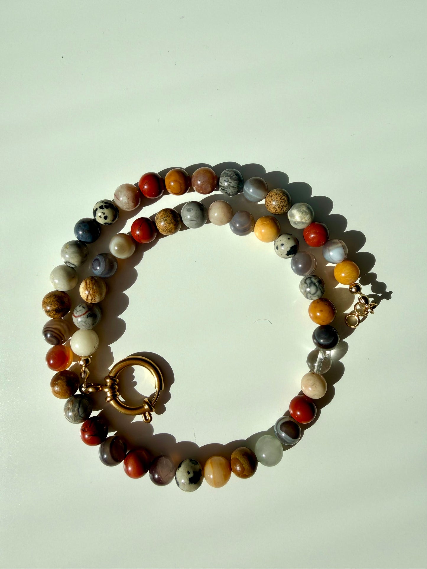 Earth Muse – Edelstein Halskette mit Jaspis, Achat & Natursteinen – handgefertigt