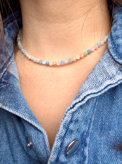 Soft Aura – Necklace made of faceted morganite stones – handmade