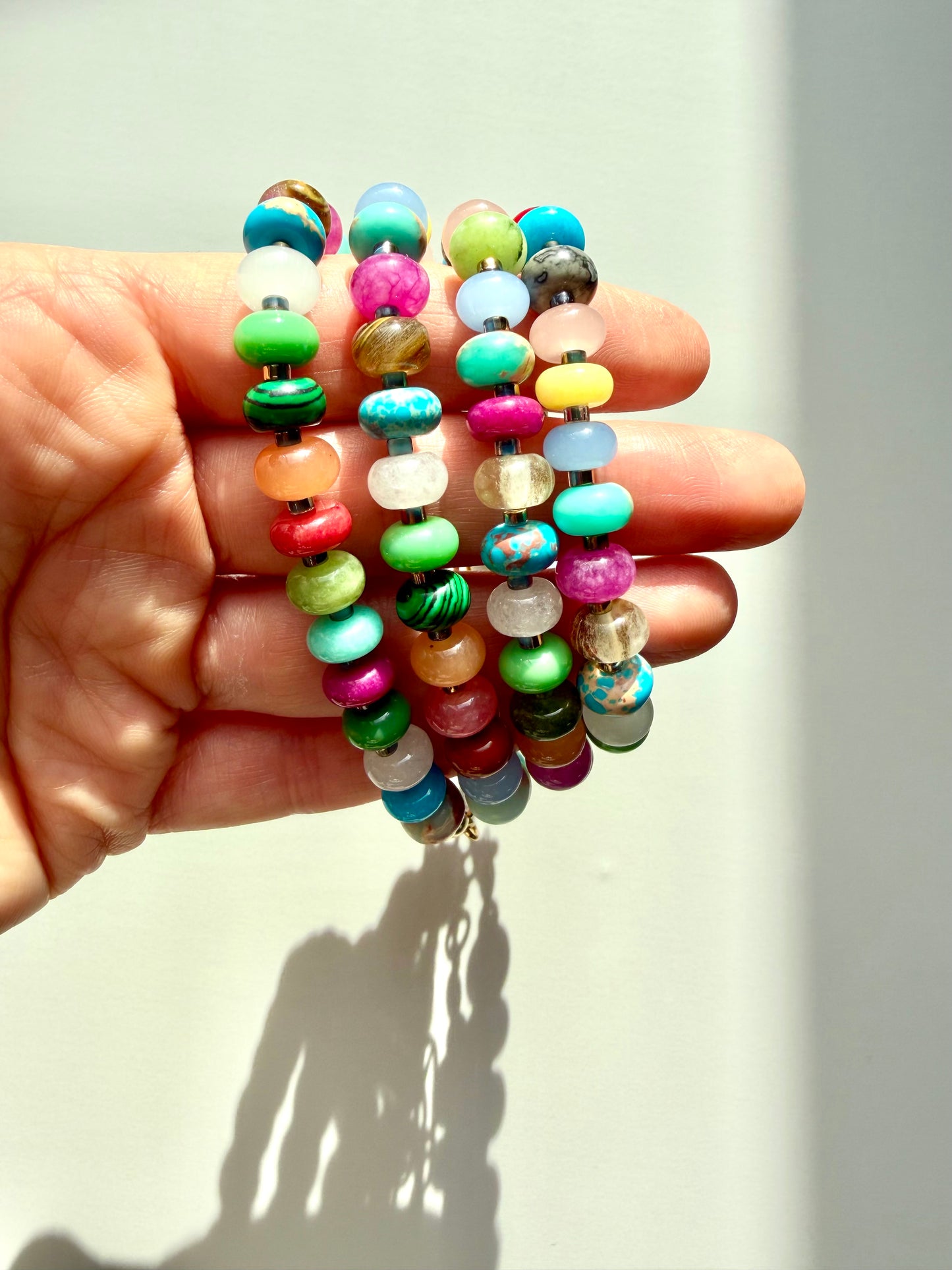 Kaleido Joy – 18k gold-plated gemstone bracelet with a mix of colored stones – handmade