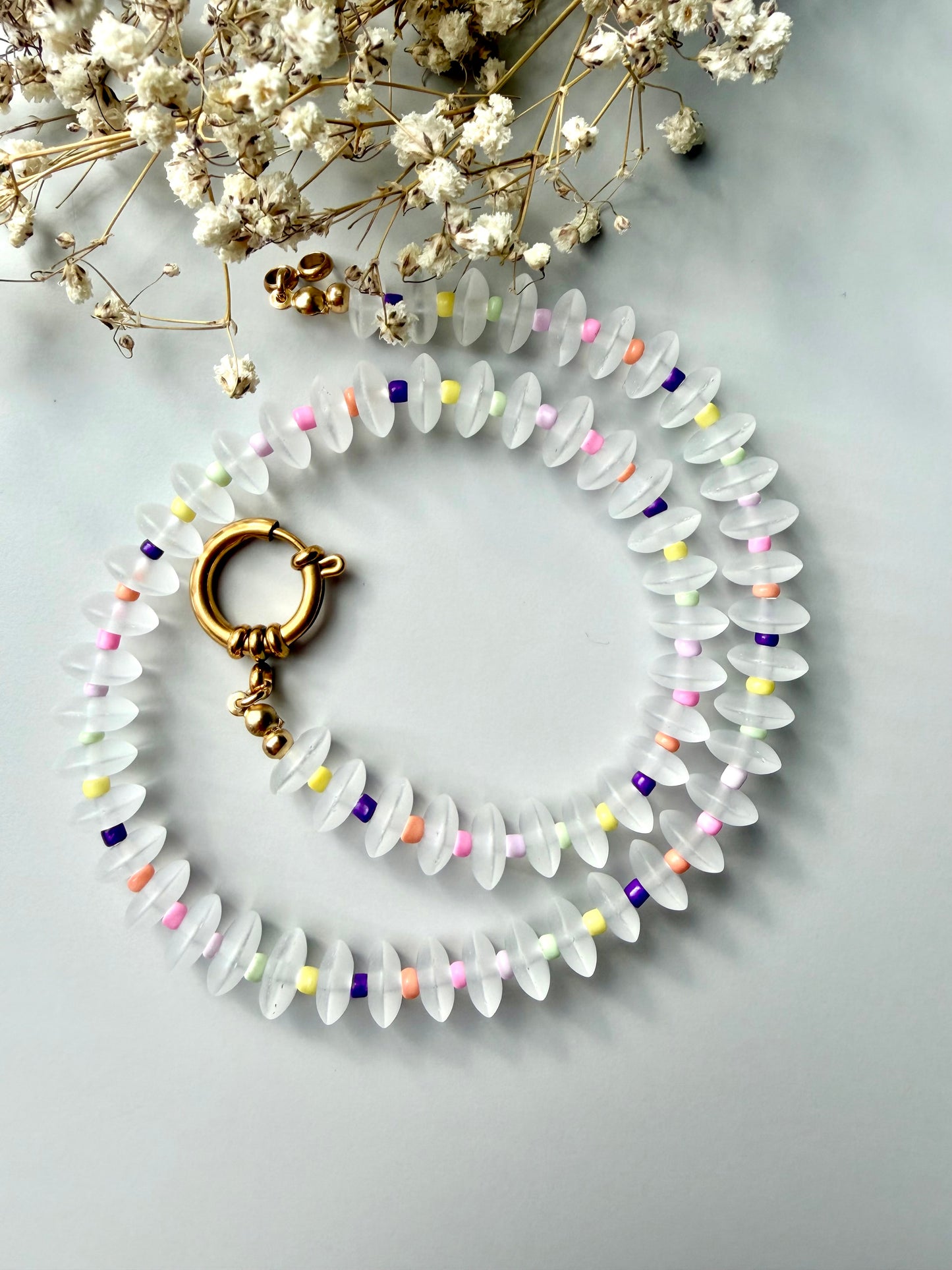 Candy Frost – Quarz Kette mit bunten Akzenten – handgefertigt