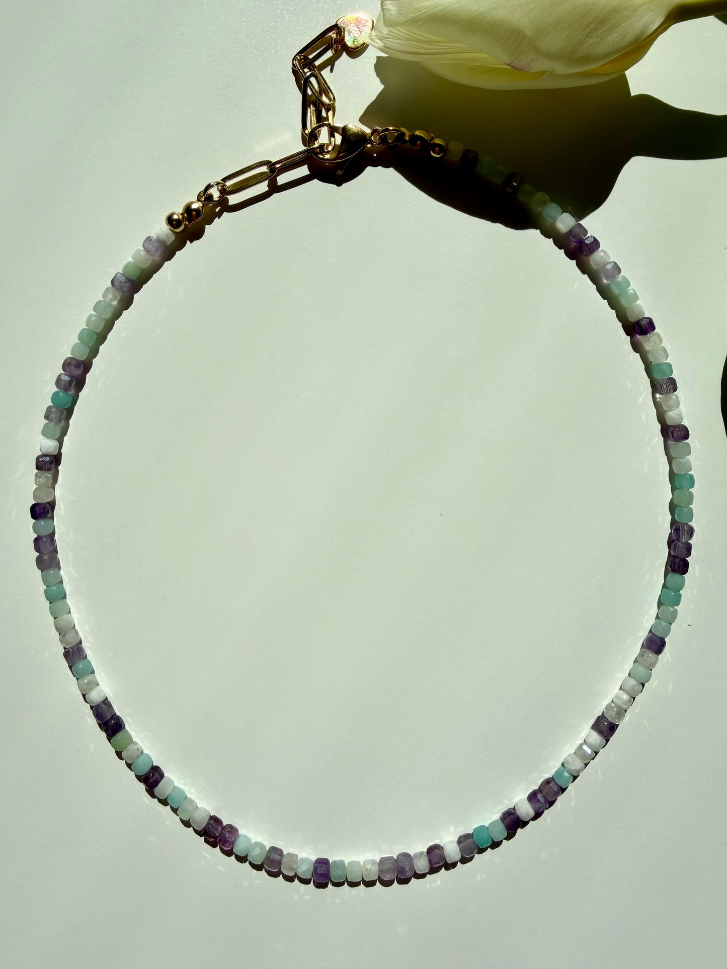 Happy Pearls No. 5 - Gemstone Necklace in Pastel Shades, Handmade