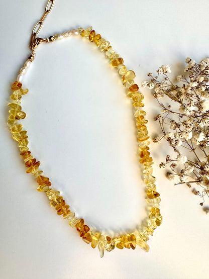 Gem Chip Necklace – 18k vergoldete Halskette mit Edelsteinchips in 4 Farben