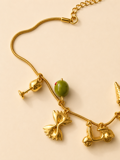 La Dolce Vita – Charm Halskette mit italienischen Motiven – handgefertigt