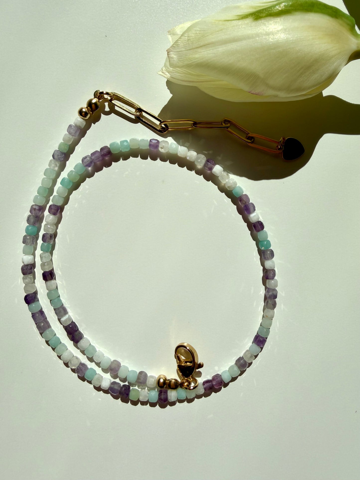 Happy Pearls No. 5 - Gemstone Necklace in Pastel Shades, Handmade