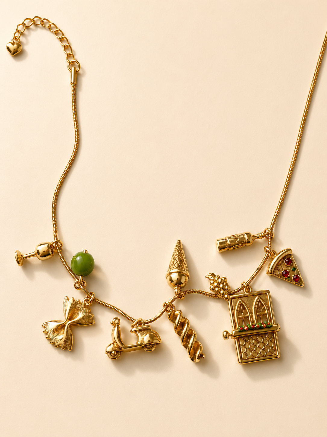 La Dolce Vita – Charm Halskette mit italienischen Motiven – handgefertigt