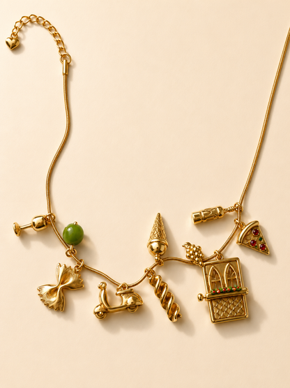 La Dolce Vita – Charm Halskette mit italienischen Motiven – handgefertigt