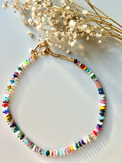 Mosaic Light – 18k gold-plated gemstone necklace with a fine mix of colors – handmade
