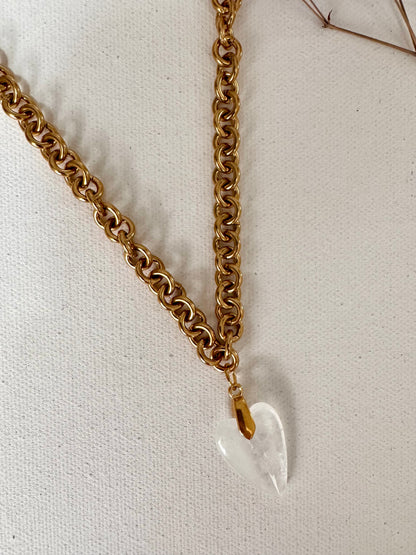 Statement-Kette mit Gliederkette & Herzanhänger