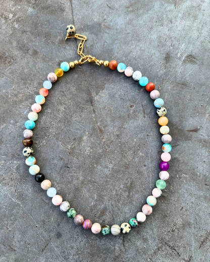 Candy Joy – 18k gold-plated gemstone necklace with a colorful mix of stones – handmade