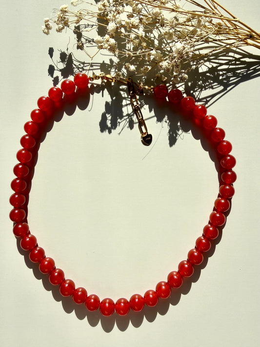 Scarlet Stone – Red Agate Necklace – Handmade