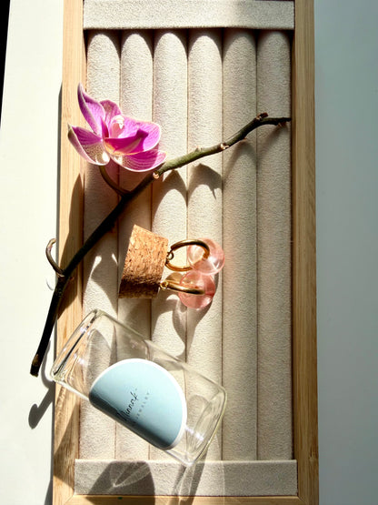 Stone Circle – Gold-plated hoop earrings with natural stone donut pendants – handmade