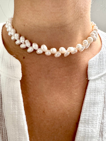 Süßwasserperlen Choker mit 18k vergoldetem Verschluss