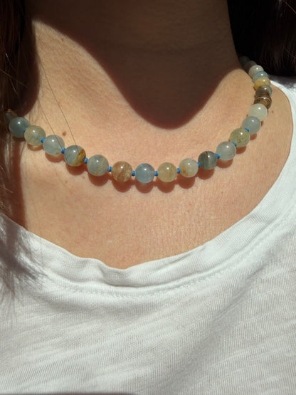 Ocean Blue – Halskette mit blauem Calcit – handgefertigt