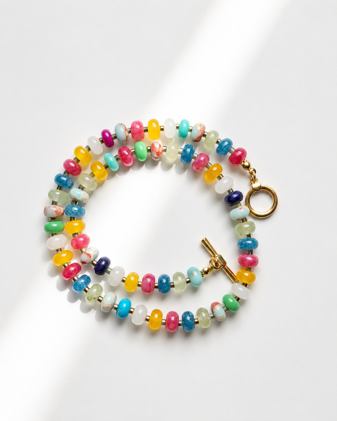 Color Crush – Bunte Edelstein Halskette in Rondellform – handgefertigt