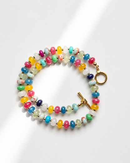 Color Crush – Bunte Edelstein Halskette in Rondellform – handgefertigt