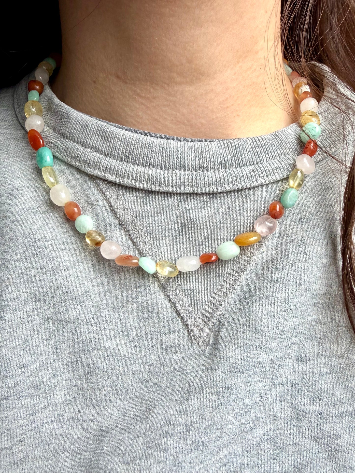 Sunset Candy – bunte Edelstein Halskette mit Naturstein Mix – handgefertigt