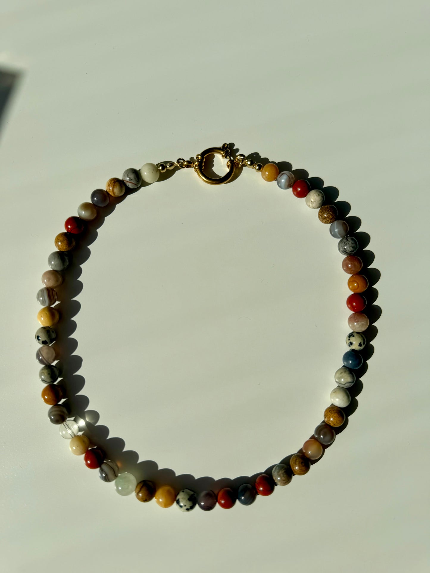 Earth Muse – Edelstein Halskette mit Jaspis, Achat & Natursteinen – handgefertigt