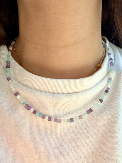 Happy Pearls No. 5 - Gemstone Necklace in Pastel Shades, Handmade