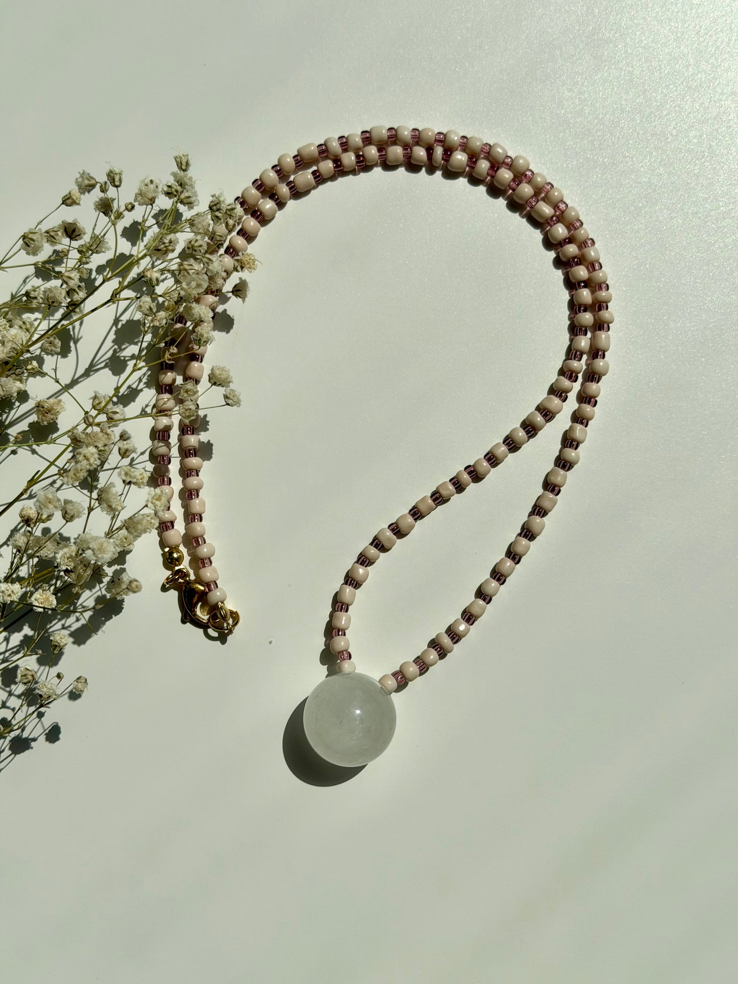 Moon Stone – Lange Halskette mit Edelstein Anhänger – handgefertigt