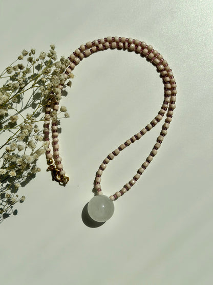 Moon Stone – Lange Halskette mit Edelstein Anhänger – handgefertigt