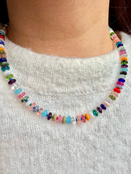 Mosaic Light – 18k gold-plated gemstone necklace with a fine mix of colors – handmade