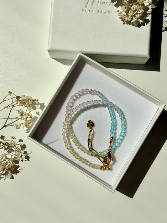 Happy Pearls No. 6 - Glasperlen Halskette in Pastelltönen handgefertigt