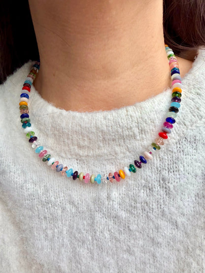 Mosaic Light – 18k gold-plated gemstone necklace with a fine mix of colors – handmade
