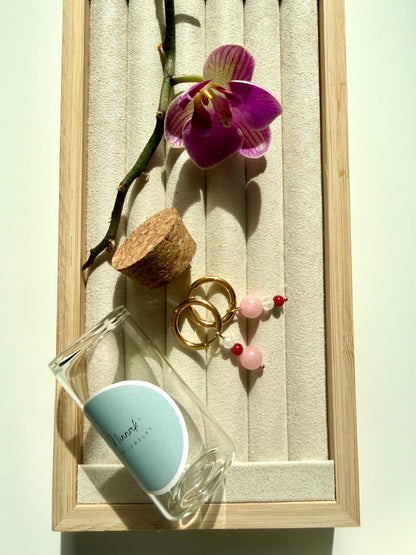 Blush Candy – Ohrringe mit Morganit, Mondstein & Koralle – handgefertigt