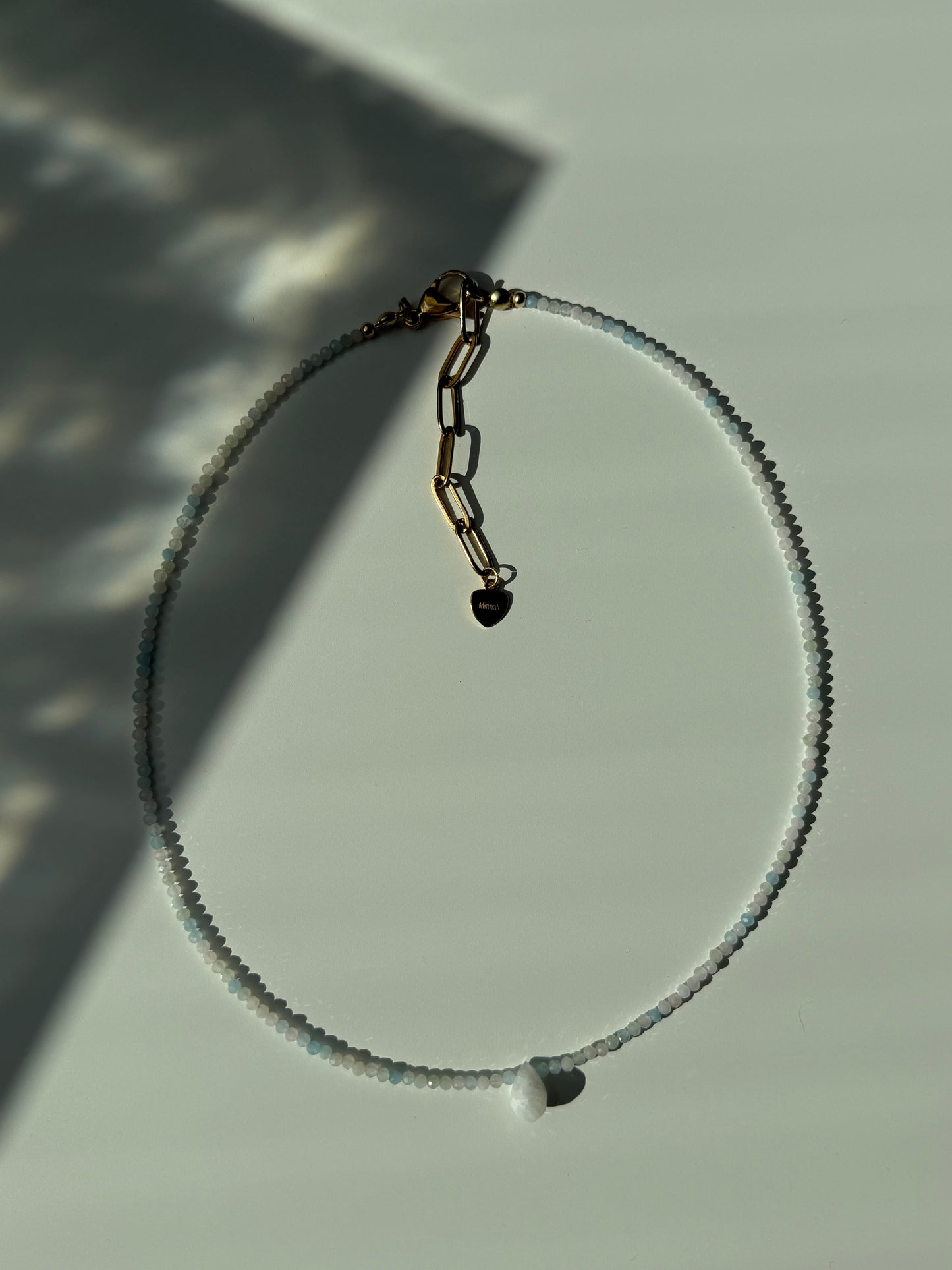 Sun Drop – 18k gold-plated gemstone necklace with white drop pendant – handmade