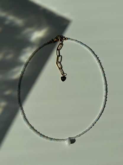 Sun Drop – 18k gold-plated gemstone necklace with white drop pendant – handmade