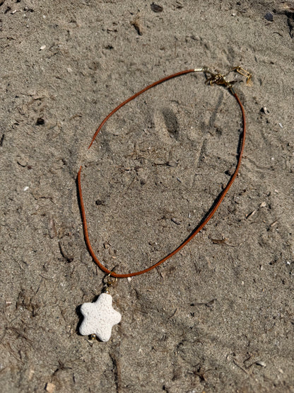 Ocean Star - Lava Star Pendant on Leather Cord - handmade