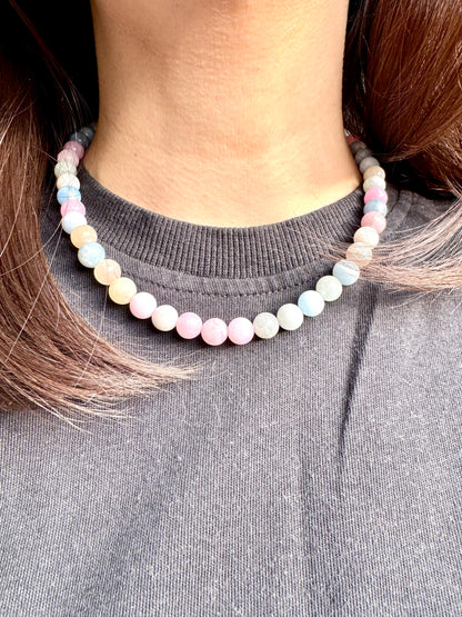 Bubble – Halskette aus Morganit-Edelsteinen mit 18k vergoldetem Verschluss – handgefertigt