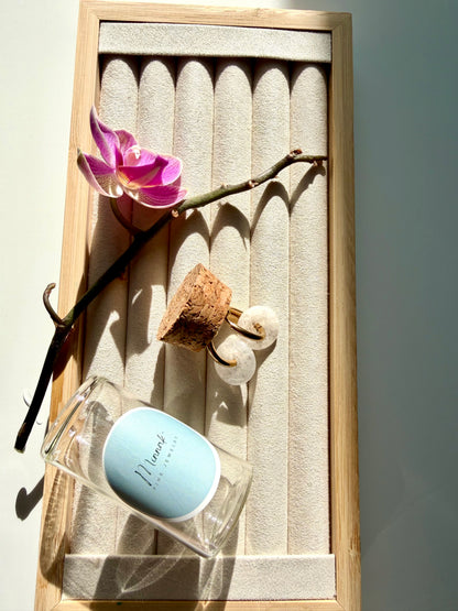 Stone Circle – Gold-plated hoop earrings with natural stone donut pendants – handmade