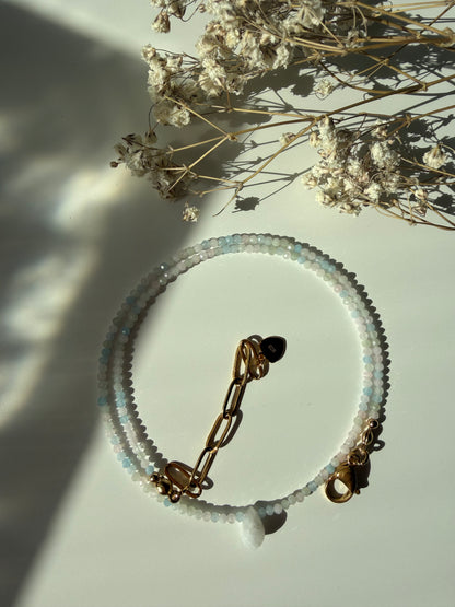 Sun Drop – 18k gold-plated gemstone necklace with white drop pendant – handmade