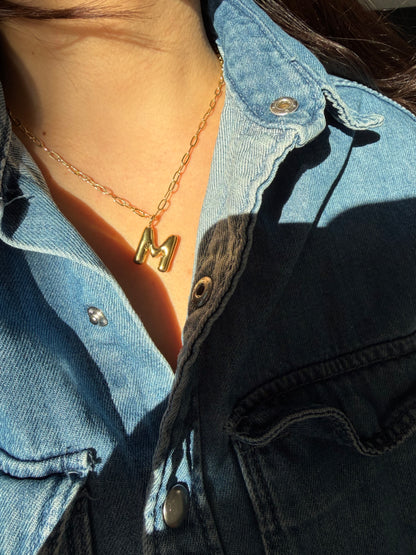 Bubble Letter Pendant – Balloon-style necklace, handmade