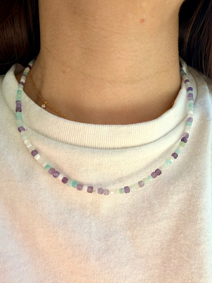 Happy Pearls No. 5 - Gemstone Necklace in Pastel Shades, Handmade