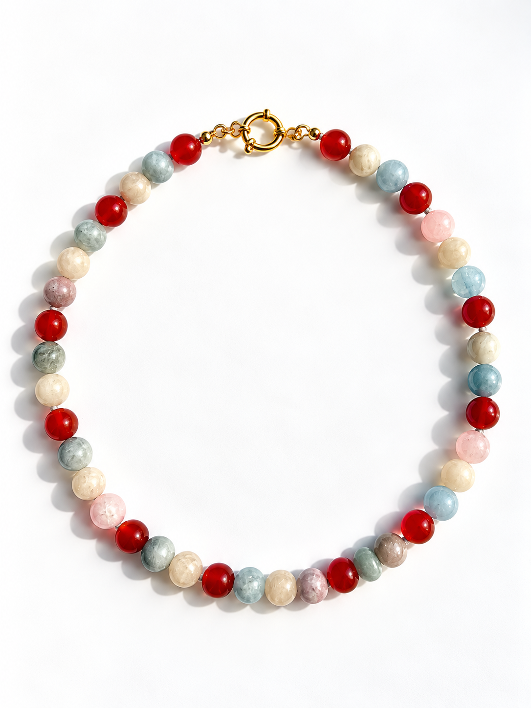 Pastel Grace – Halskette mit Achat, Morganit und Kyanit – Ansicht 2