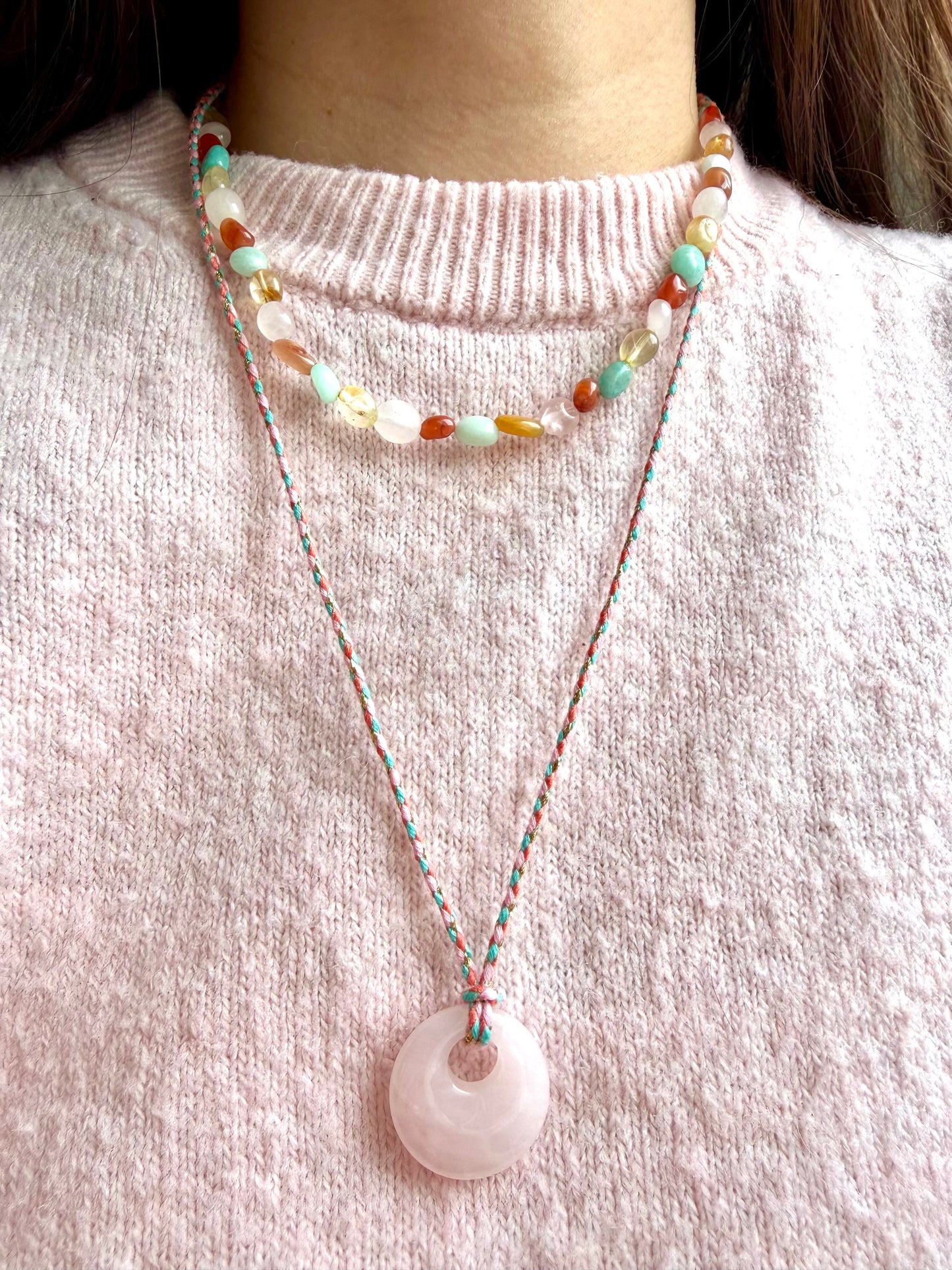 Sunset Candy – bunte Edelstein Halskette mit Naturstein Mix – handgefertigt