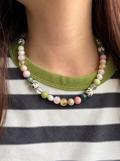 Candy Garden – bunte Edelstein Halskette mit Perlen – Ansicht 5