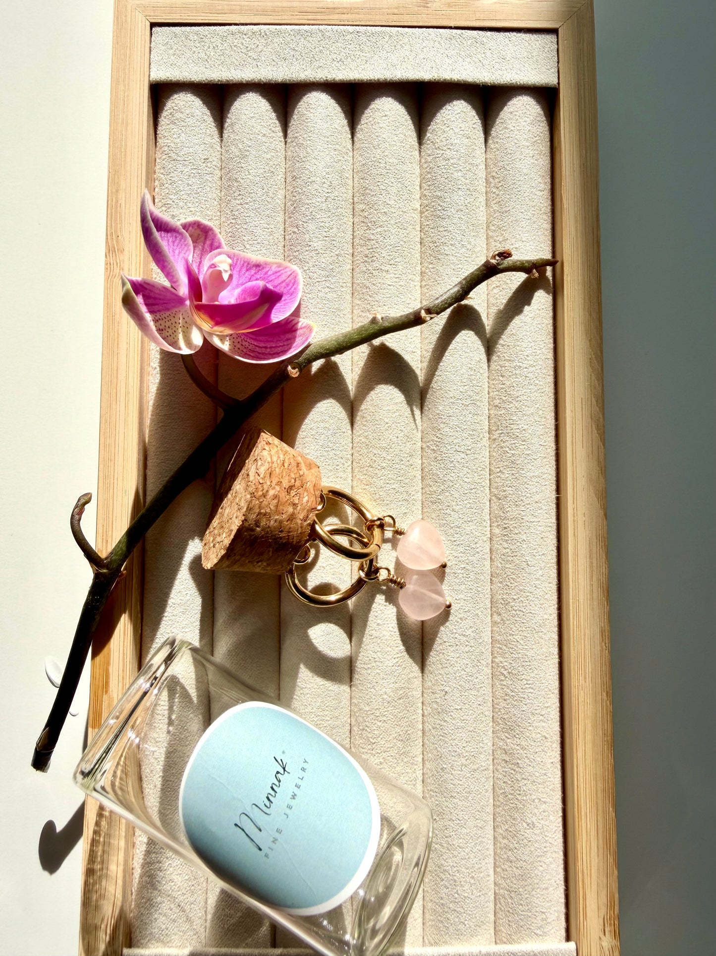 Rose Quartz Heart Earrings – Heart of Rose | 18k Gold Plated