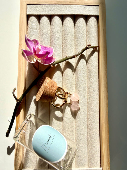 Rose Quartz Heart Earrings – Heart of Rose | 18k Gold Plated