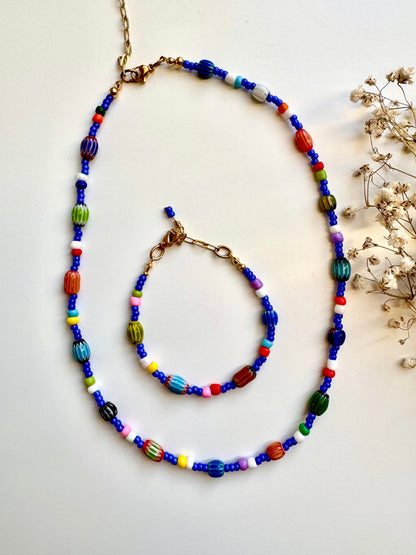 Buntes Miyuki-Perlen-Armband mit 18k vergoldeten Details – handgefertigt