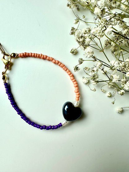 Miyuki Armband mit Keramikherz in Nachtblau oder Dalmatiner-Design – handgefertigt