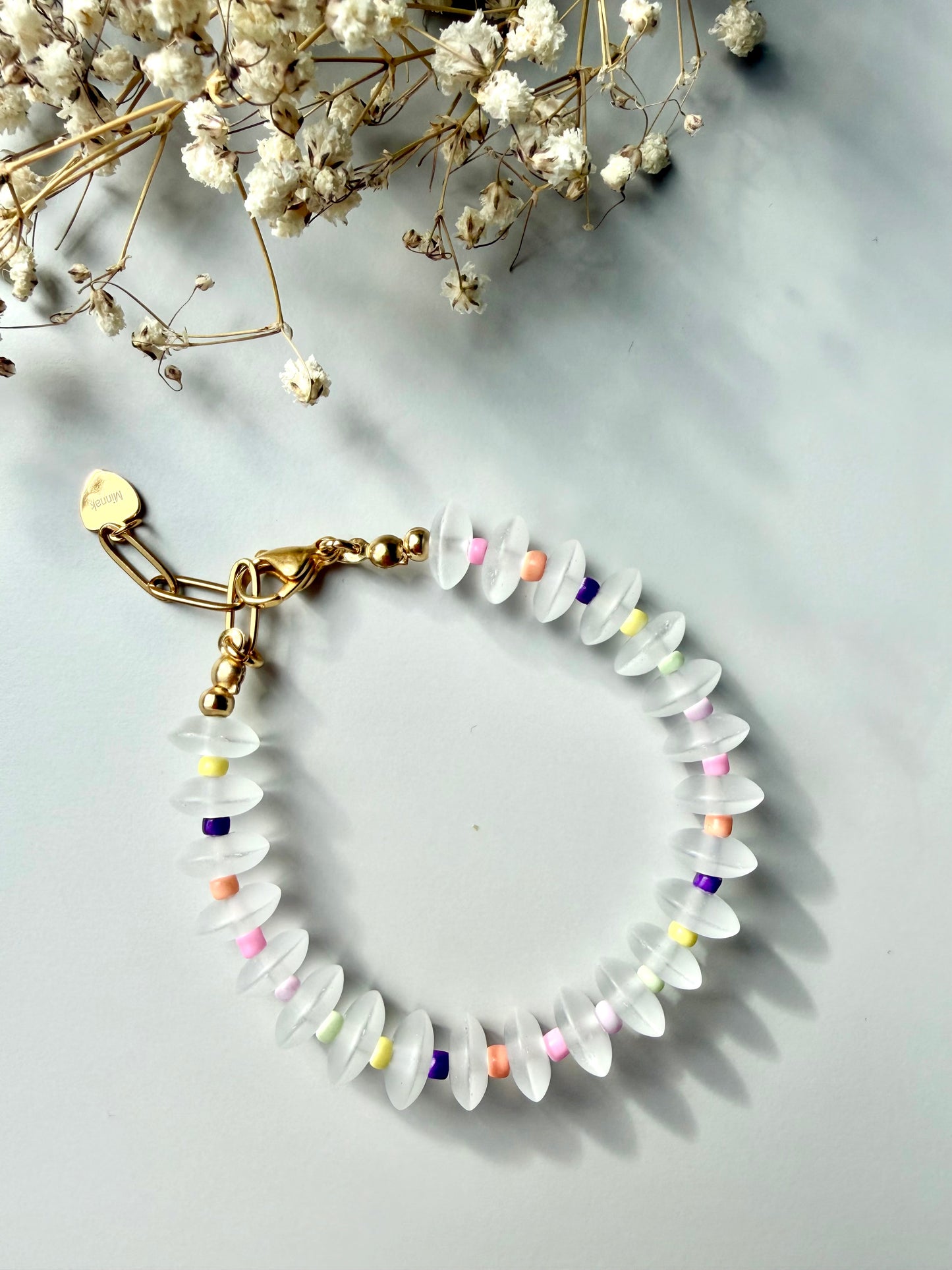 Candy Frost – Quartz Bracelet with Colorful Accents – Handmade